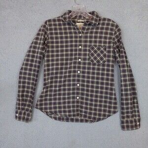 Ralph Lauren Denim & Supply Shirt Womens Small Black Tan Flannel RL Tomboy